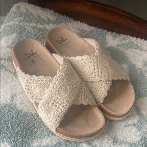 Dirty Laundry Ivory Crochet Slip Ons